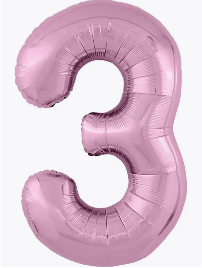 Цифра "3" (розовая) с гелием