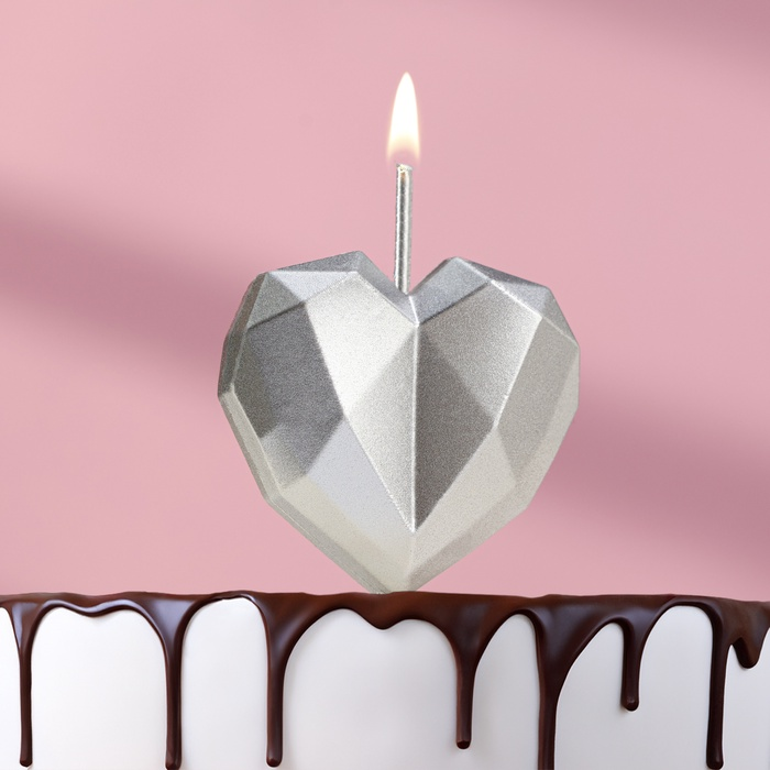 Свеча в торт "Сердце" грани
