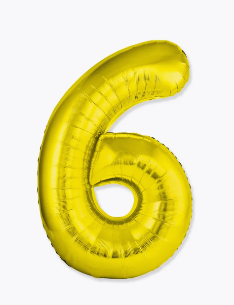 Цифра "6" (золотая) с гелием