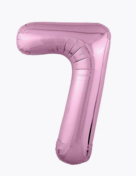 Цифра "7" (розовая) с гелием