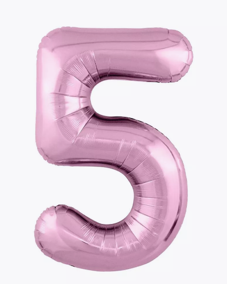 Цифра "5" (розовая) с гелием