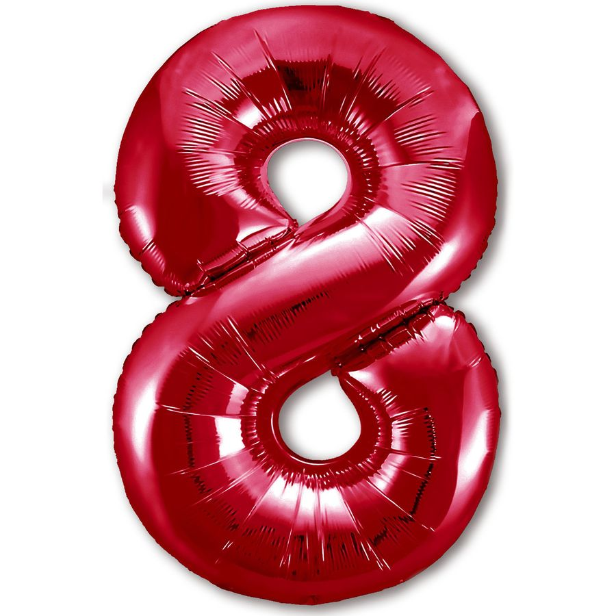 Цифра "8" (красная) с гелием