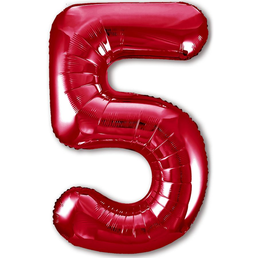 Цифра "5" (красная) с гелием