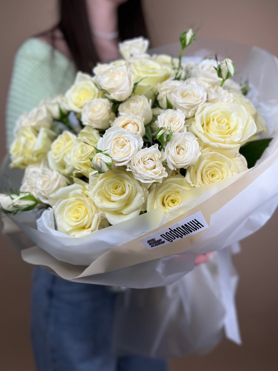 Дуо-букет из белых роз (L)